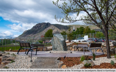 Wishbone Modena Wide Body Benches at the Le Estcwicwey Tribute Garden at the Tk'emlúps te Secwépemc Band in Kamloops BC